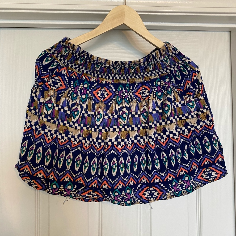 Smocked Waist Mini Skirt with Pockets Size Large